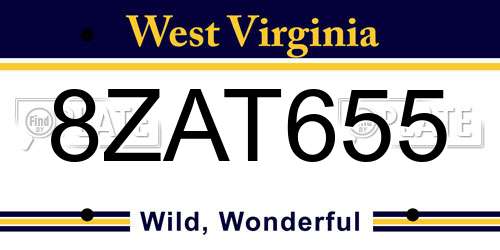 8ZAT655 West Virginia License Plate
