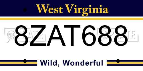8ZAT688 West Virginia License Plate
