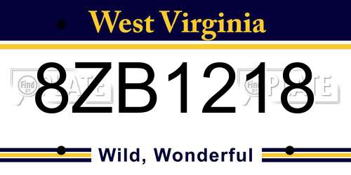 8ZB1218 West Virginia License Plate