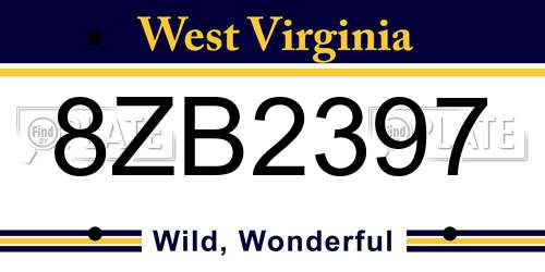 8ZB2397 West Virginia License Plate