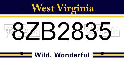 8ZB2835 West Virginia License Plate