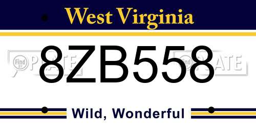 8ZB558 West Virginia License Plate