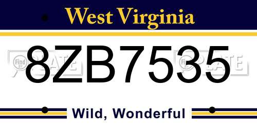8ZB7535 West Virginia License Plate