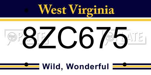8ZC675 West Virginia License Plate