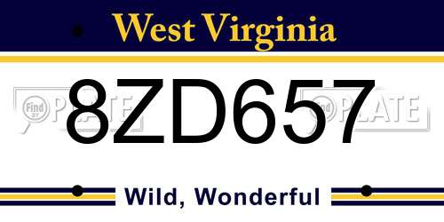 8ZD657 West Virginia License Plate