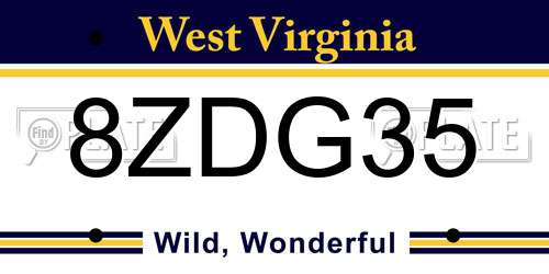 8ZDG35 West Virginia License Plate