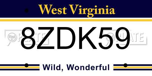8ZDK59 West Virginia License Plate