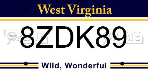 8ZDK89 West Virginia License Plate