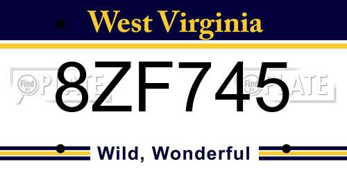8ZF745 West Virginia License Plate