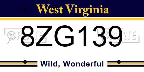 8ZG139 West Virginia License Plate
