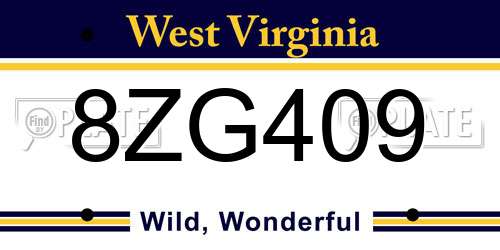 8ZG409 West Virginia License Plate
