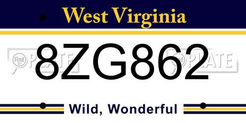 8ZG862 West Virginia License Plate
