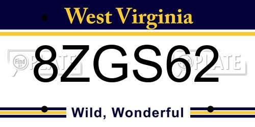 8ZGS62 West Virginia License Plate