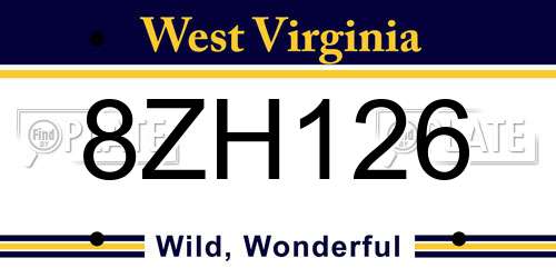 8ZH126 West Virginia License Plate
