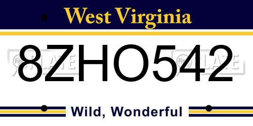 8ZHO542 West Virginia License Plate