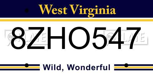 8ZHO547 West Virginia License Plate