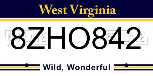 8ZHO842 West Virginia License Plate