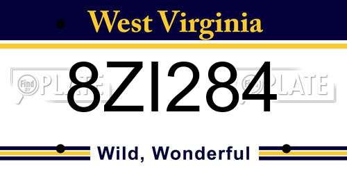 8ZI284 West Virginia License Plate