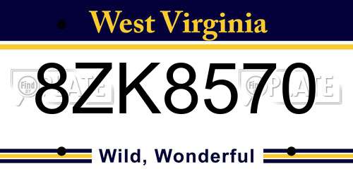 8ZK8570 West Virginia License Plate