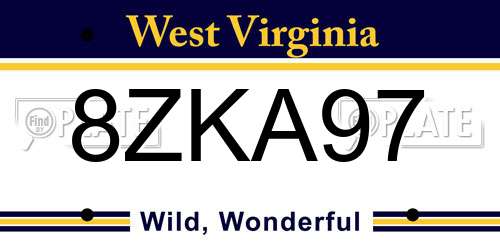 8ZKA97 West Virginia License Plate