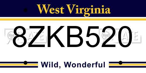 8ZKB520 West Virginia License Plate