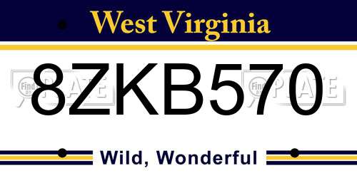 8ZKB570 West Virginia License Plate
