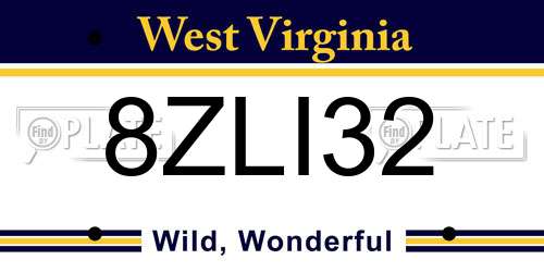 8ZLI32 West Virginia License Plate