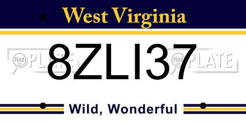 8ZLI37 West Virginia License Plate