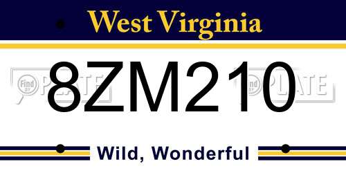 8ZM210 West Virginia License Plate