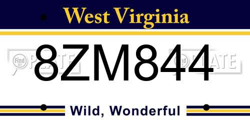 8ZM844 West Virginia License Plate
