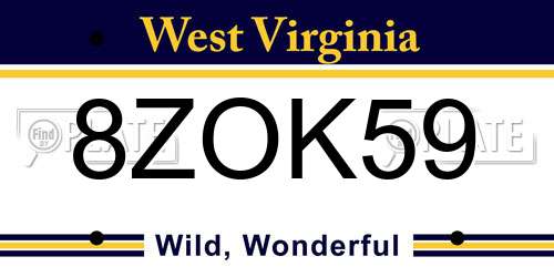 8ZOK59 West Virginia License Plate