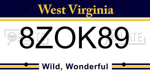 8ZOK89 West Virginia License Plate