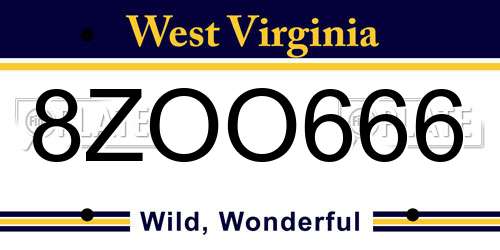 8ZOO666 West Virginia License Plate