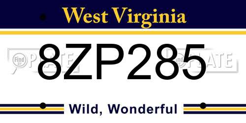 8ZP285 West Virginia License Plate