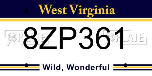 8ZP361 West Virginia License Plate