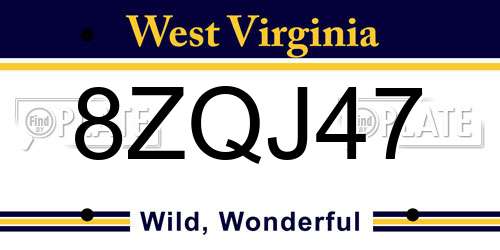 8ZQJ47 West Virginia License Plate