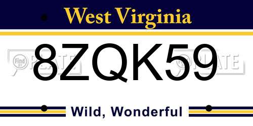 8ZQK59 West Virginia License Plate