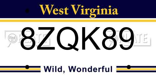 8ZQK89 West Virginia License Plate