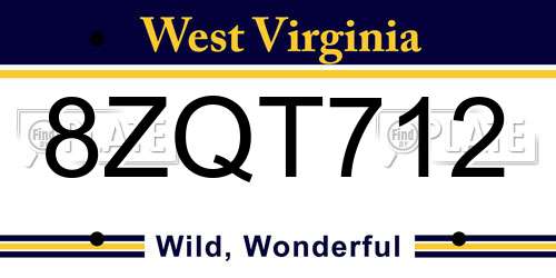 8ZQT712 West Virginia License Plate