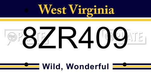 8ZR409 West Virginia License Plate