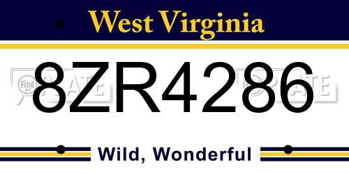 8ZR4286 West Virginia License Plate