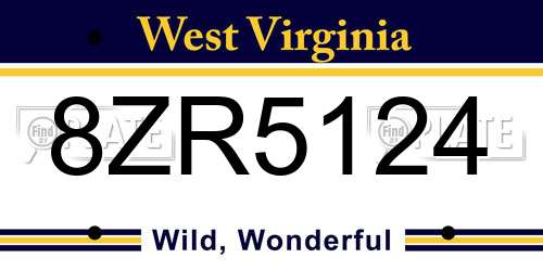 8ZR5124 West Virginia License Plate