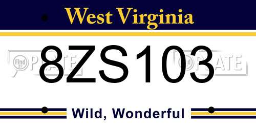 8ZS103 West Virginia License Plate