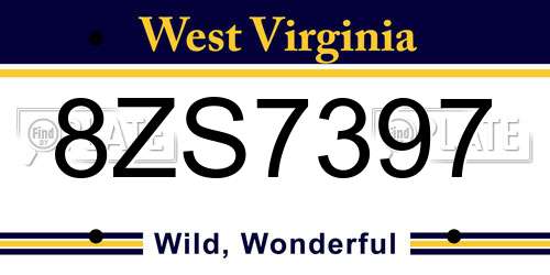 8ZS7397 West Virginia License Plate