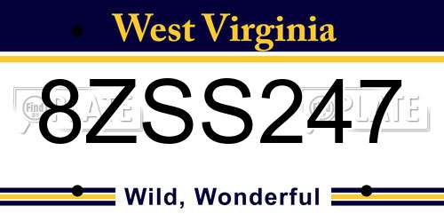 8ZSS247 West Virginia License Plate
