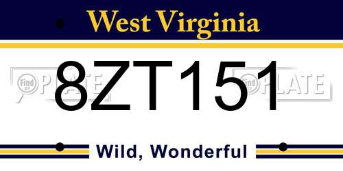 8ZT151 West Virginia License Plate