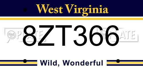 8ZT366 West Virginia License Plate