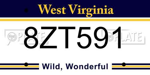 8ZT591 West Virginia License Plate