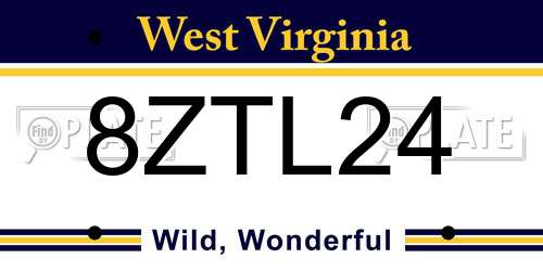8ZTL24 West Virginia License Plate