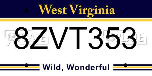 8ZVT353 West Virginia License Plate